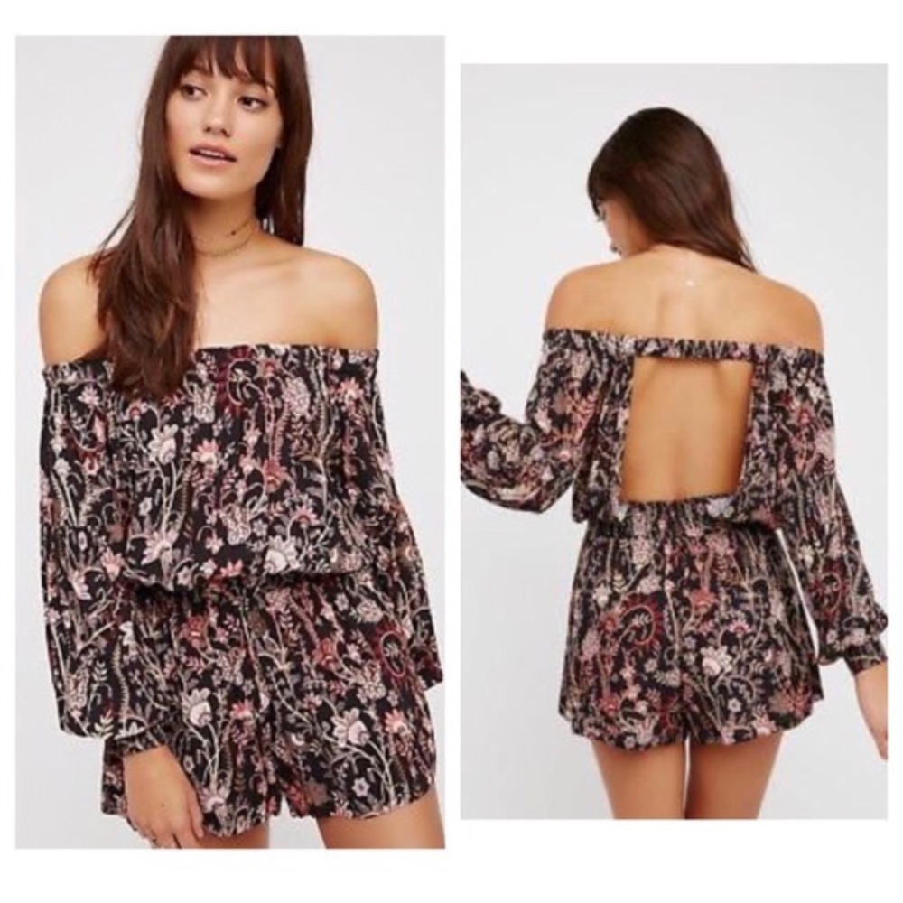 NEW Free People Romper Floral Pretty & Free Medium